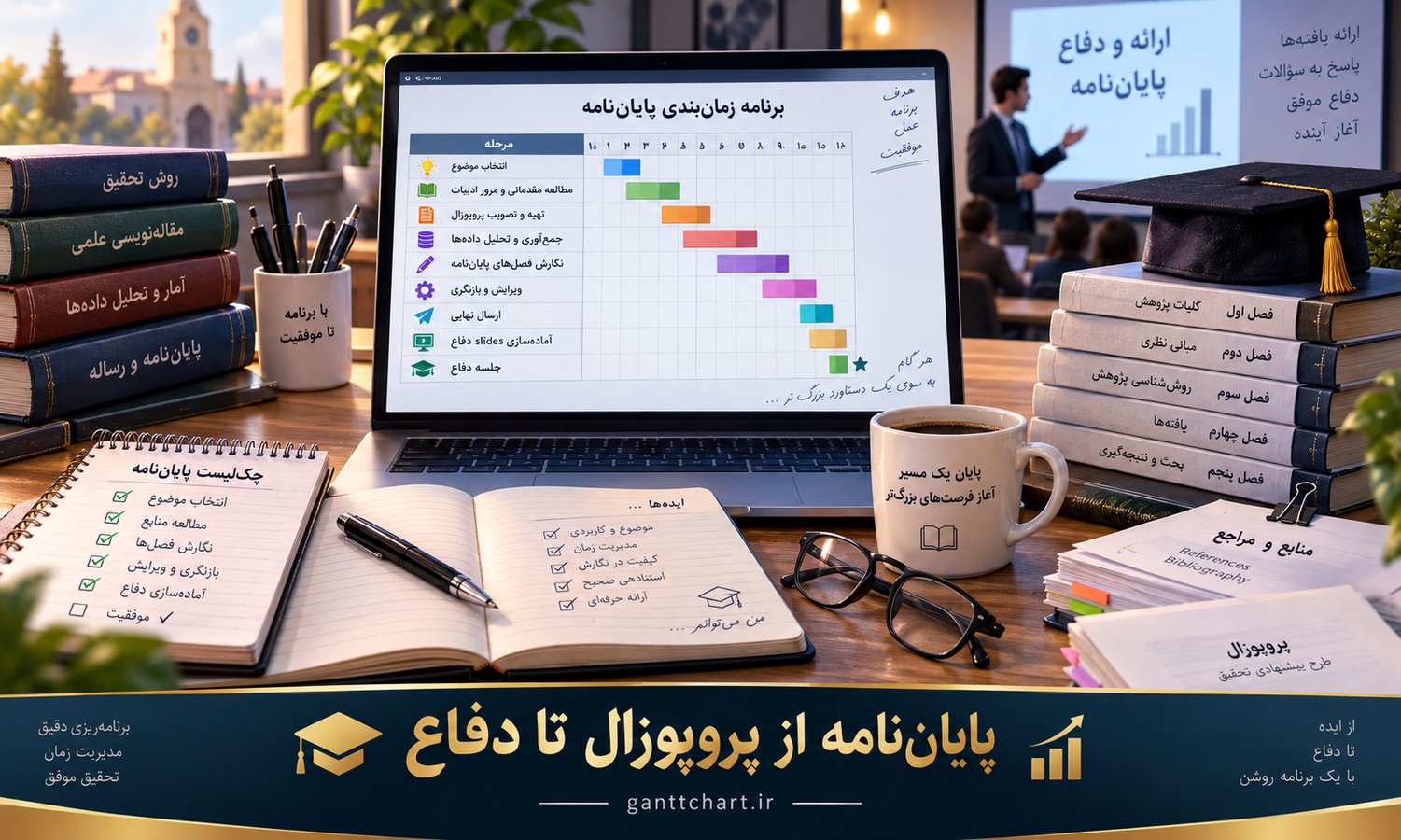 تصویر قالب برنامه حرفه‌ای پایان‌نامه از پروپوزال تا دفاع