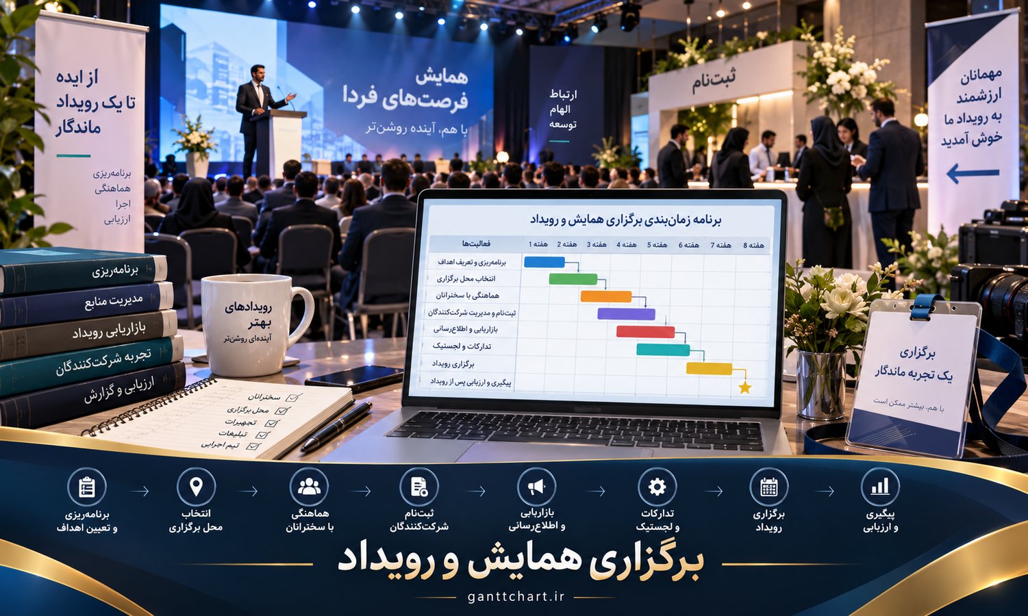 تصویر قالب برنامه حرفه‌ای برگزاری همایش و رویداد