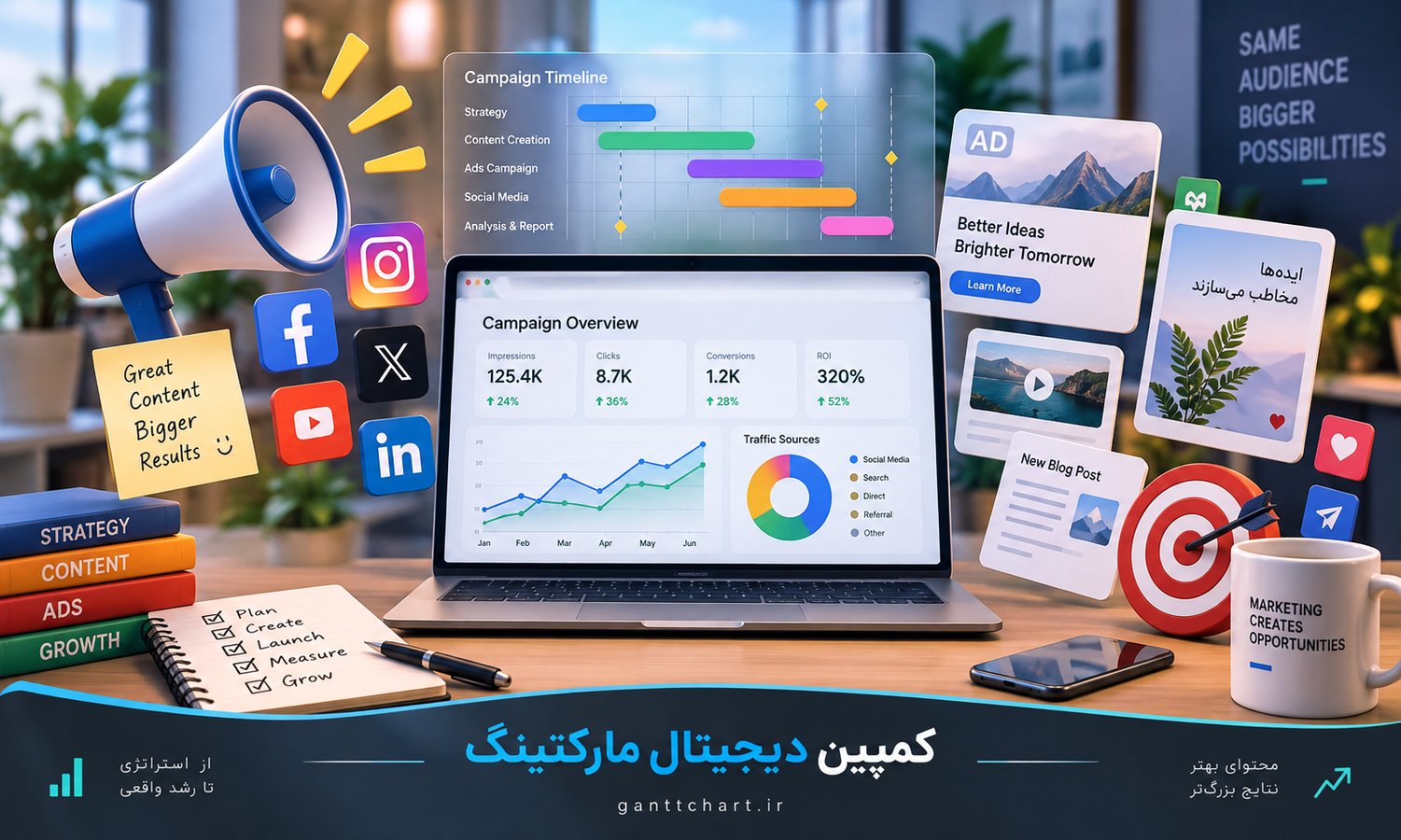 تصویر قالب برنامه حرفه‌ای کمپین دیجیتال مارکتینگ